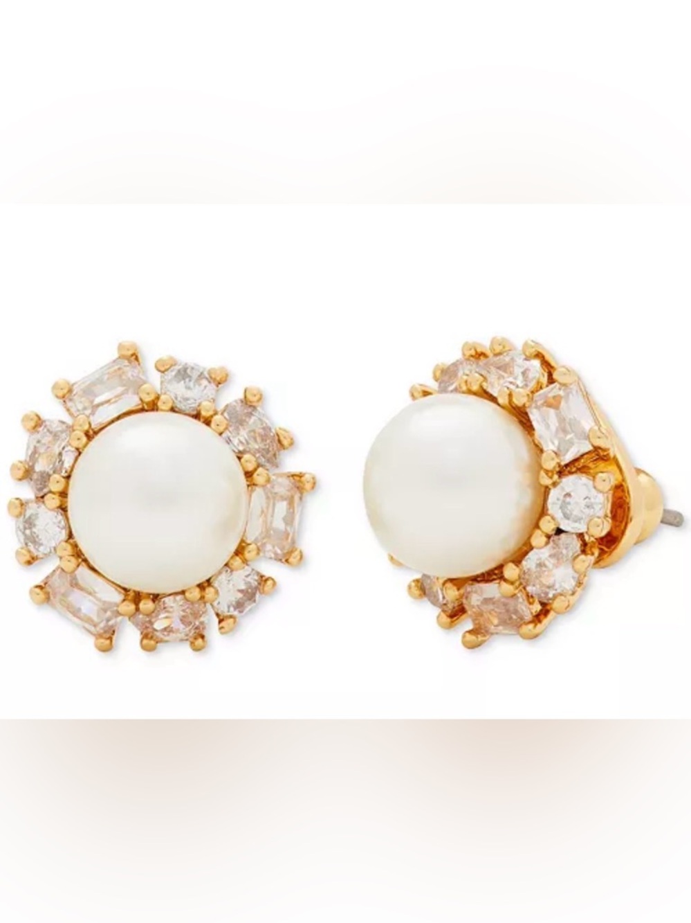 NWOT Kate Spade Women’s Gold-Tone Candy Shop Imitation Pearl Halo Stud Earrings
